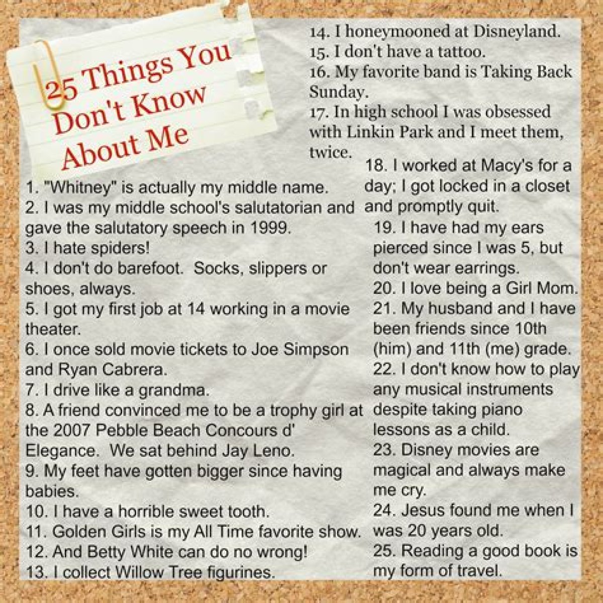 25 Things You Don't Know About Me News